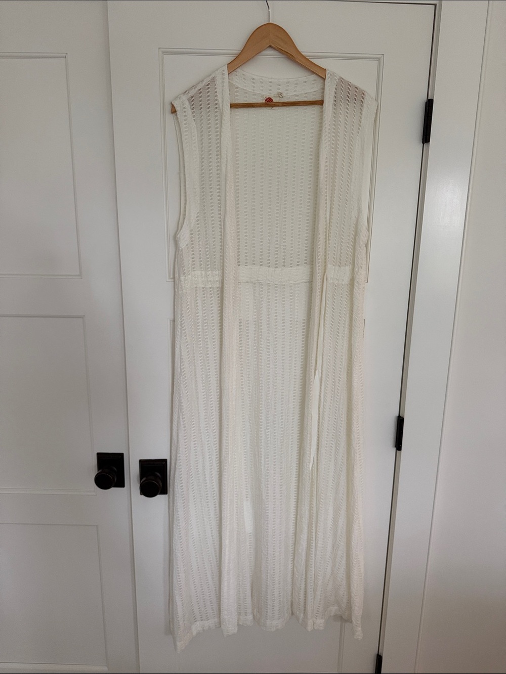 Anthropologie Cream Open-Knit Maxi Vest Dress